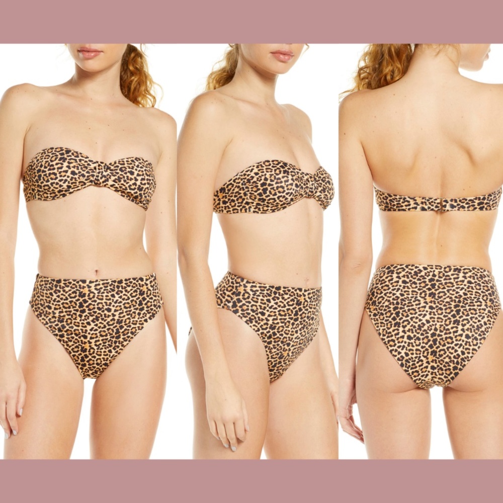 NEW Chelsea28‎ [ Small ] Bandeau Top + Retro High Waist Bottoms Cheetah 4228
